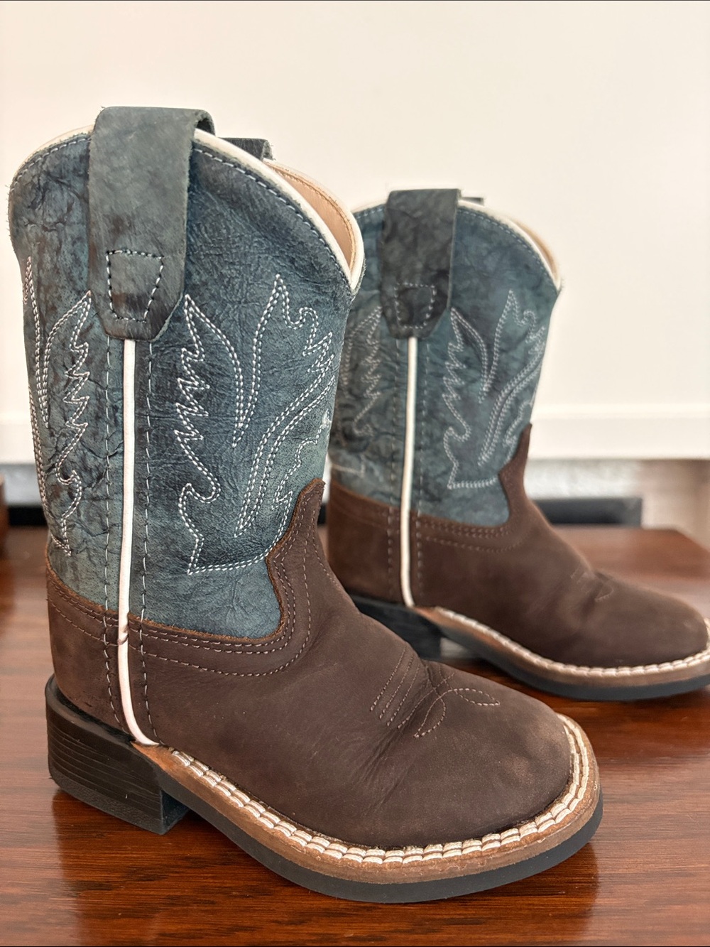 OLD WEST Toddler Leather Cowboy Boots Size 6